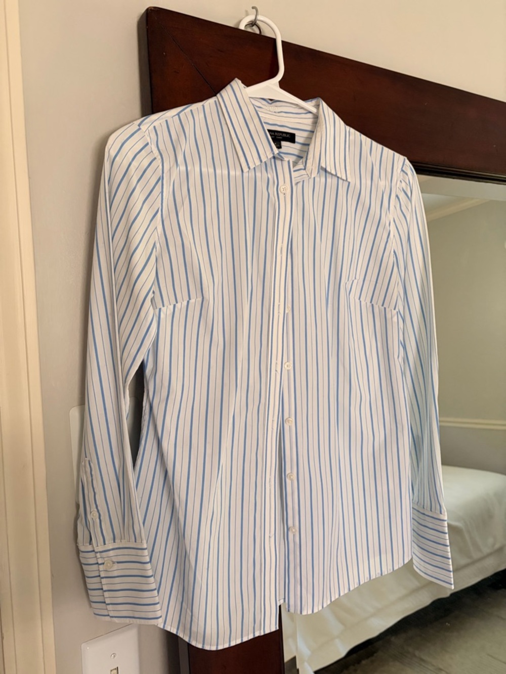 Banana Republic White Shirt with Blue Stripes
